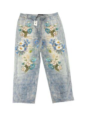 NWT Vale Forever Mns 40  Light Blue Garden Denim Jeans Flora